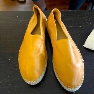 Mustard colored leather espadrilles!!